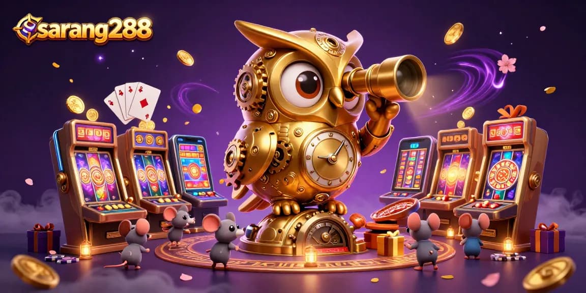 Menang slot gacor dengan sarang288, ilustrasi kasino menyerukan uang emas dan keseruan perjudian.