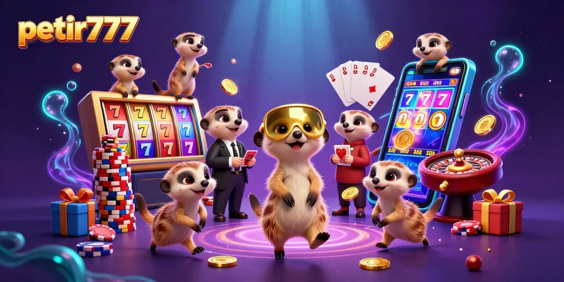 Engage with petir777 at an elaborate casino run by 3D meerkats enjoying exciting slot games and a vibrant atmosphere.
