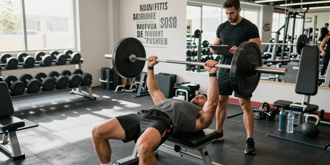 Anabolika Shop showcasing fitness dedication with a bodybuilder lifting weights in a modern gym