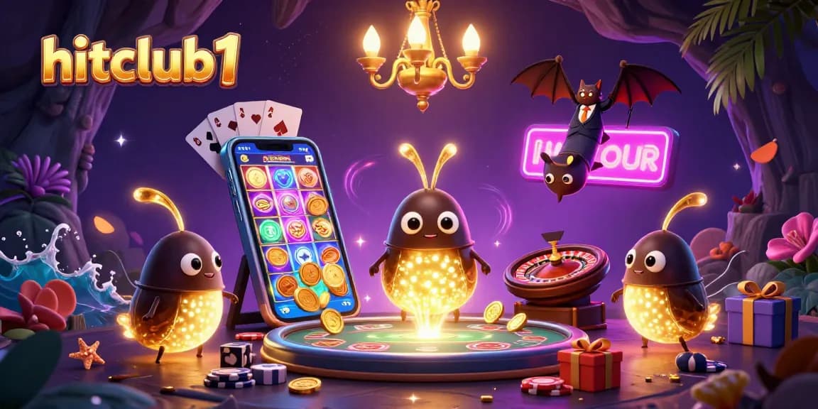 Experience immersive gambling fun at hitclub1 with vibrant 3D casino illustration showing dynamic gameplay elements.