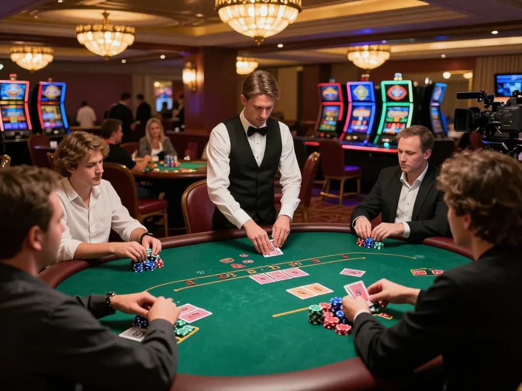Players engaging in a thrilling poker game at 789bet casino, showcasing strategic gameplay and luxury ambiance.