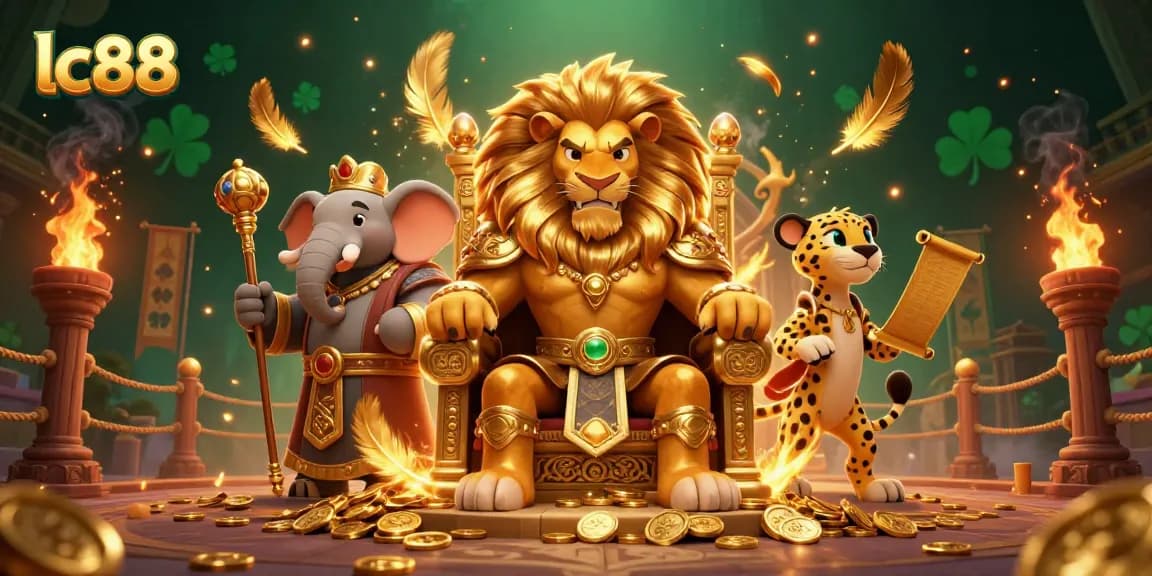 Experience the excitement of lc88 with fierce characters in a dynamic casino-themed scene.