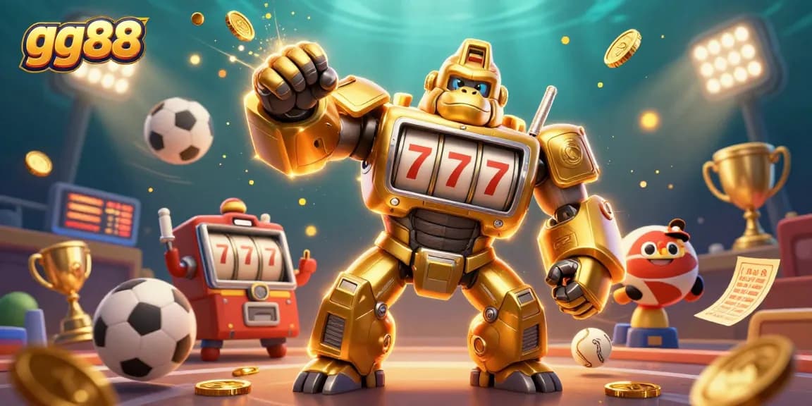 Experience thrilling wins at gg88 with dynamic sports action and casino excitement in 3D illustration.