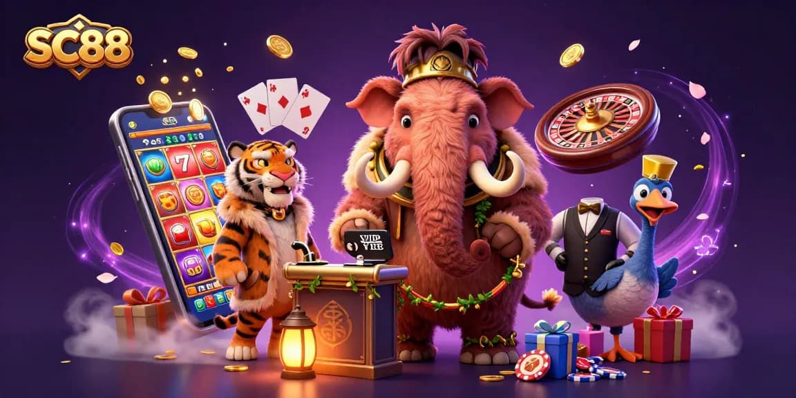 SC88 brings excitement to life with vibrant casino bouncer and VIP tiger guest in action.