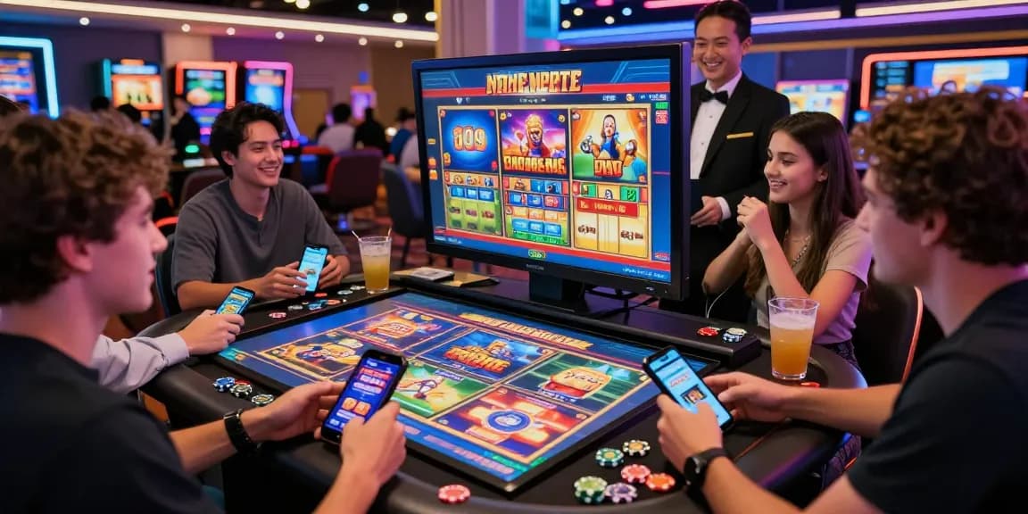 Players enjoying engaging new online slot sites at a modern casino