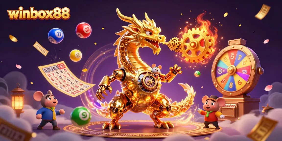 Experience the thrilling world of winbox88 with vibrant games, golden prizes, and animated lottery excitement!