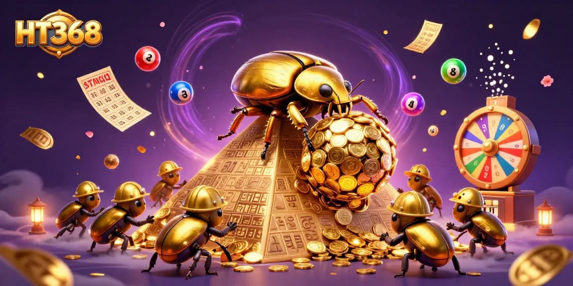 Engage in exciting gameplay with HT368 at a vibrant casino-themed illustration.