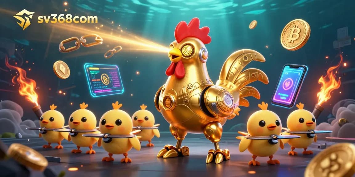 Engage with sv368com's thrilling gaming experience featuring golden rooster and crypto elements.