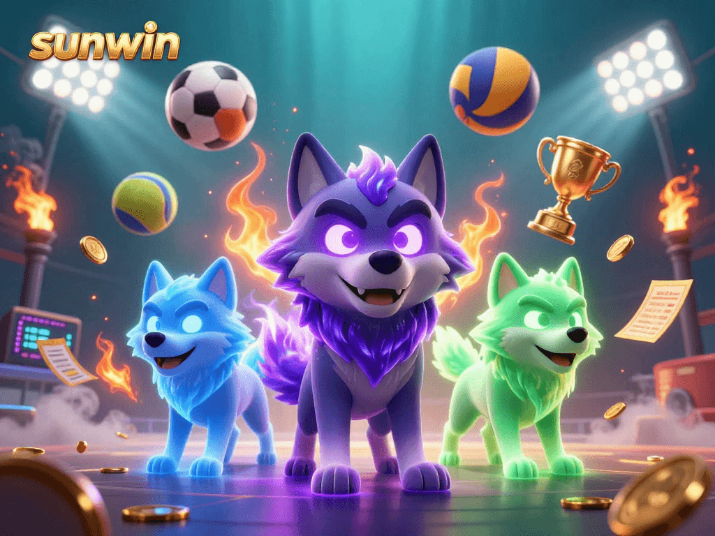 Engage with sunwin sports betting thrills featuring glowing wolf characters and dynamic game elements.