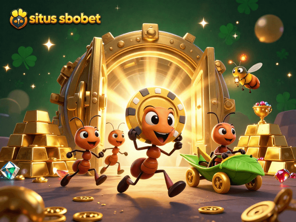 Experience the excitement of situs sbobet with a dynamic illustration of ants on a heist.