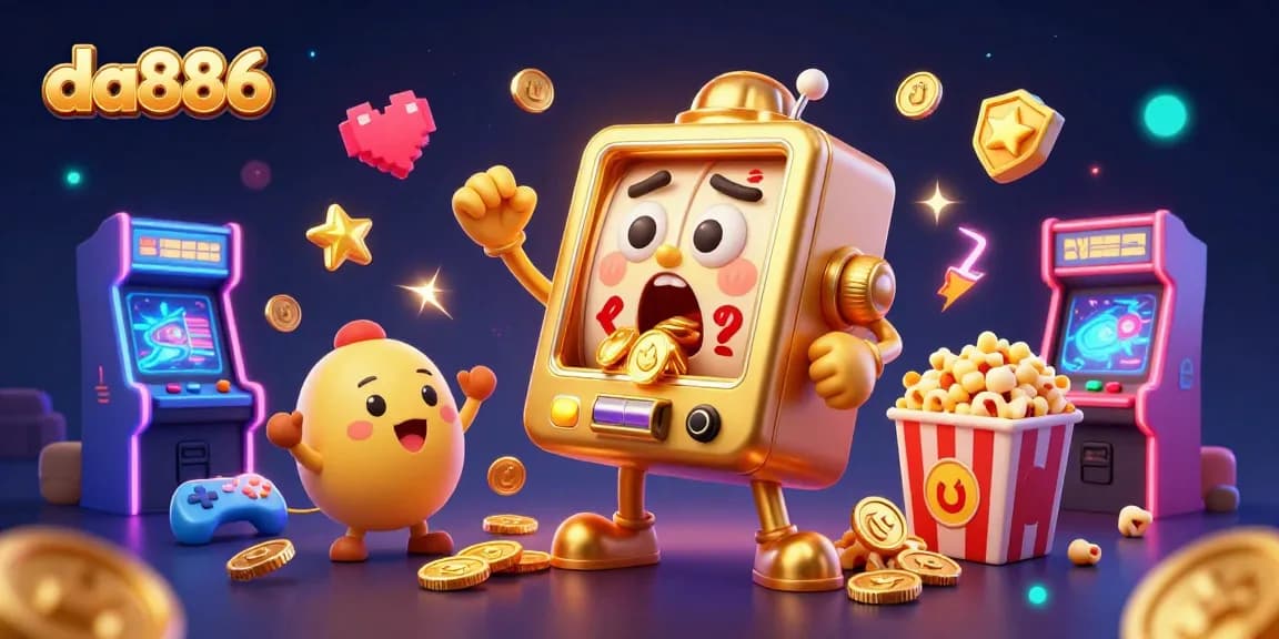 Engage with da886's exciting jackpot scene featuring vibrant slot machines and energetic characters.