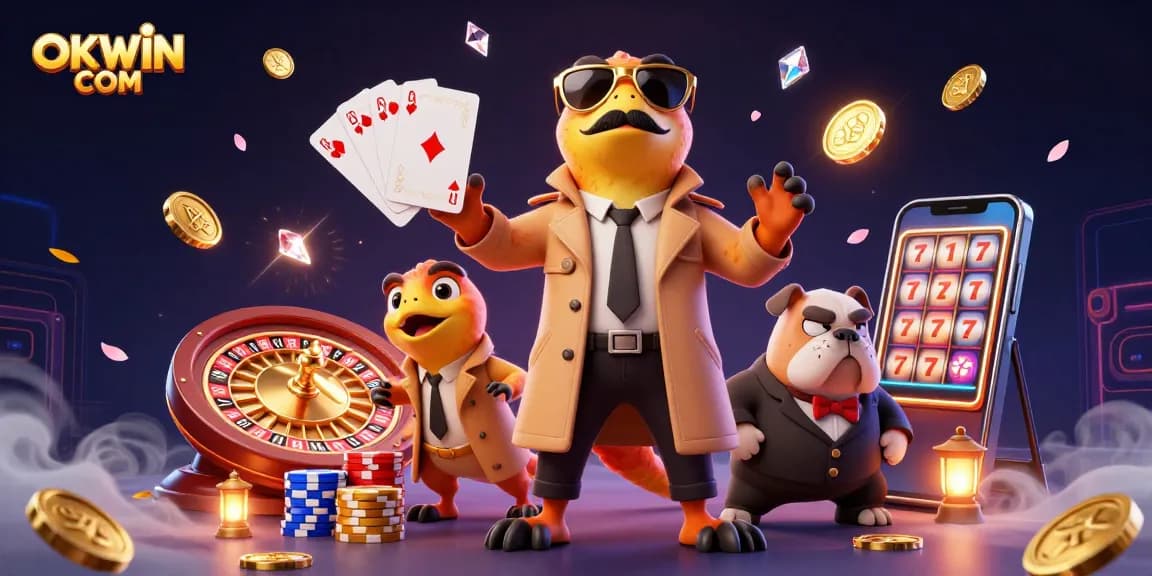 Engage with OKWIN COM's thrilling casino adventure as 3D raptors try to sneak into VIP gaming!