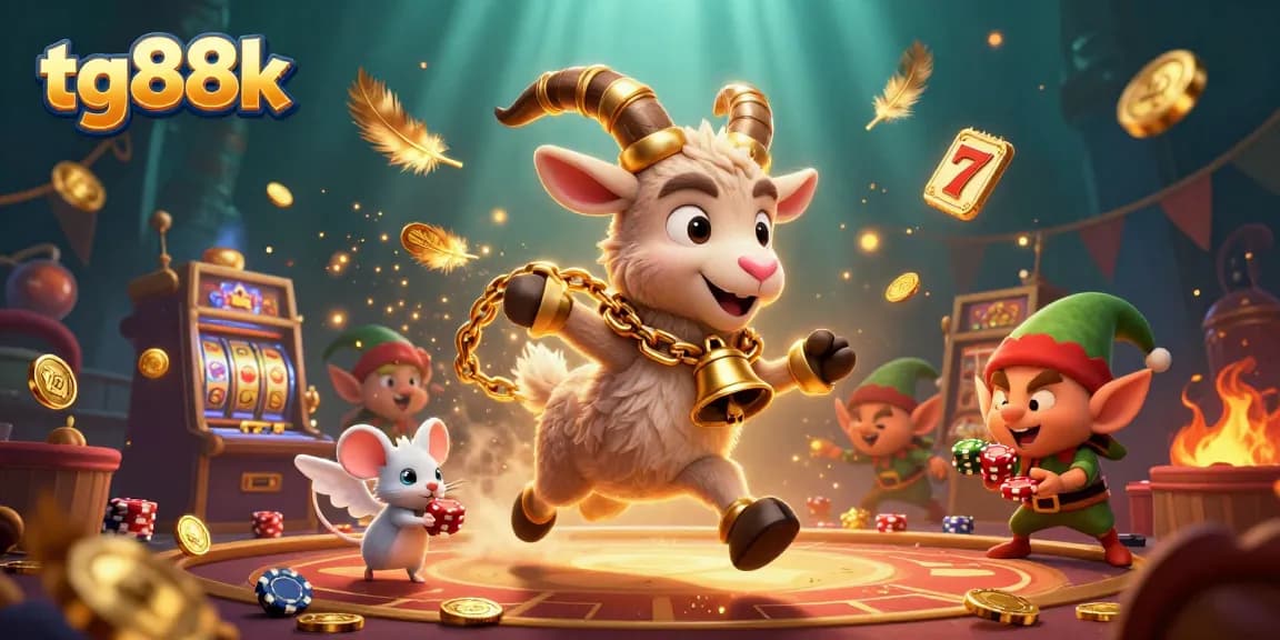 Experience thrilling game action at tg88k's exciting casino with cartoon characters and vibrant elements.