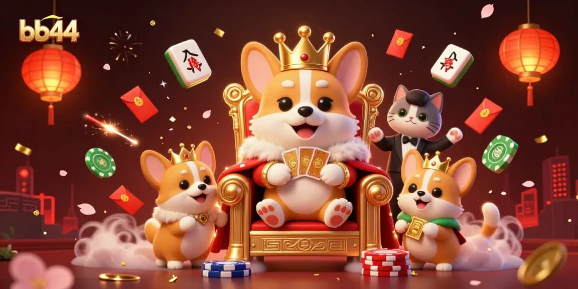 Engage in thrilling casino action with the bb44 royal corgi and cat butler amidst enchanting game elements.