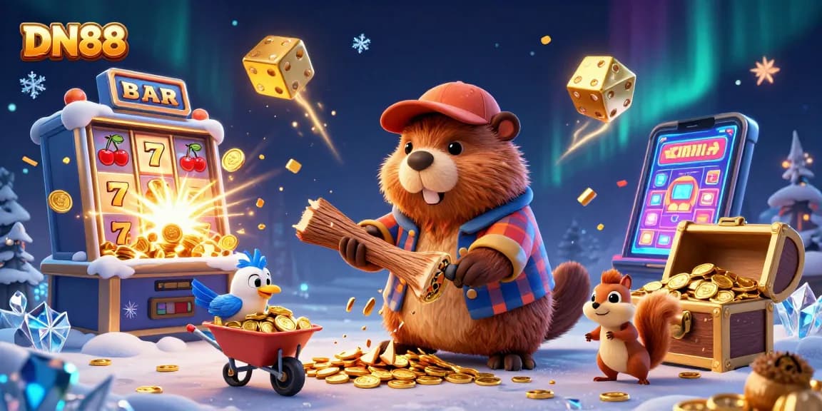 Experience the excitement of DN88 with this vibrant casino scene featuring dynamic characters and gaming action.