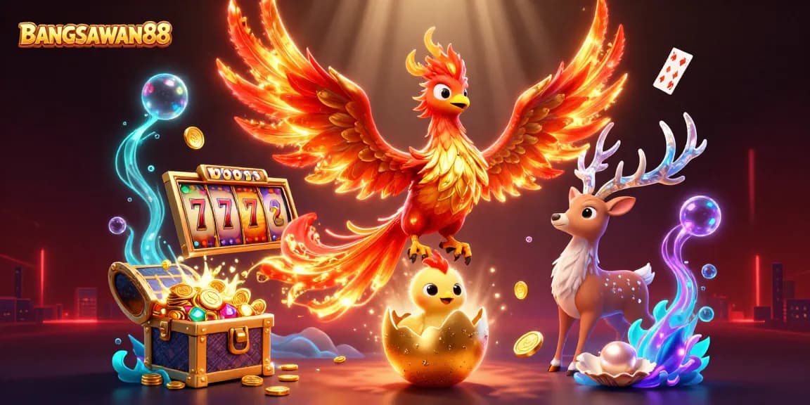 Experience the thrill with BANGSAWAN88 slots, featuring dynamic characters and vibrant casino elements.