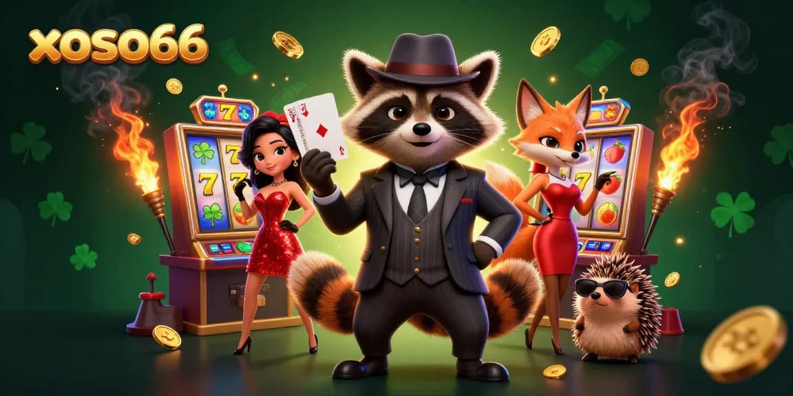 Experience big wins with xoso66 in a vibrant online lottery environment featuring characters and slot machines.