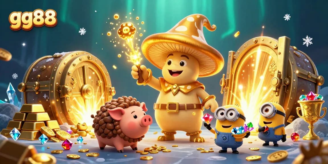 Experience the magic of gg88 with a golden wizard turning treasures into wealth at this lively casino