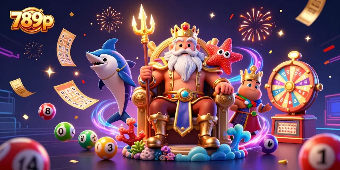 Experience thrilling 789p gaming with a vibrant 3D depiction of Neptune, fortune symbols, and dynamic action elements.