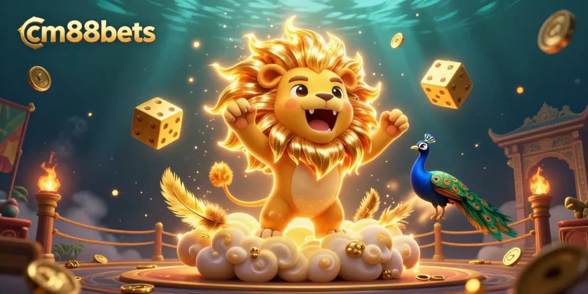 Experience cm88bets thrilling games with vibrant visuals and golden tokens in this rich casino scene.