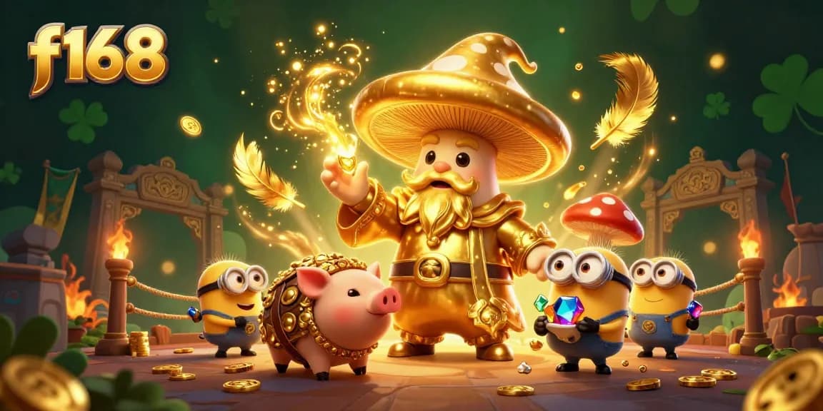 Experience excitement at f168 with a golden wizard, treasure-seeking truffle pig, and dynamic gaming elements.