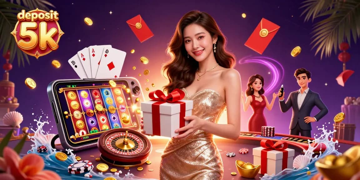 Unleash your potential with deposit 5k in this vibrant casino scene featuring thrilling games and festive elements.