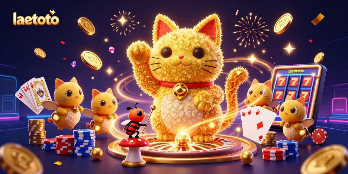 Play and win at laetoto with a captivating lucky cat and dynamic casino elements.