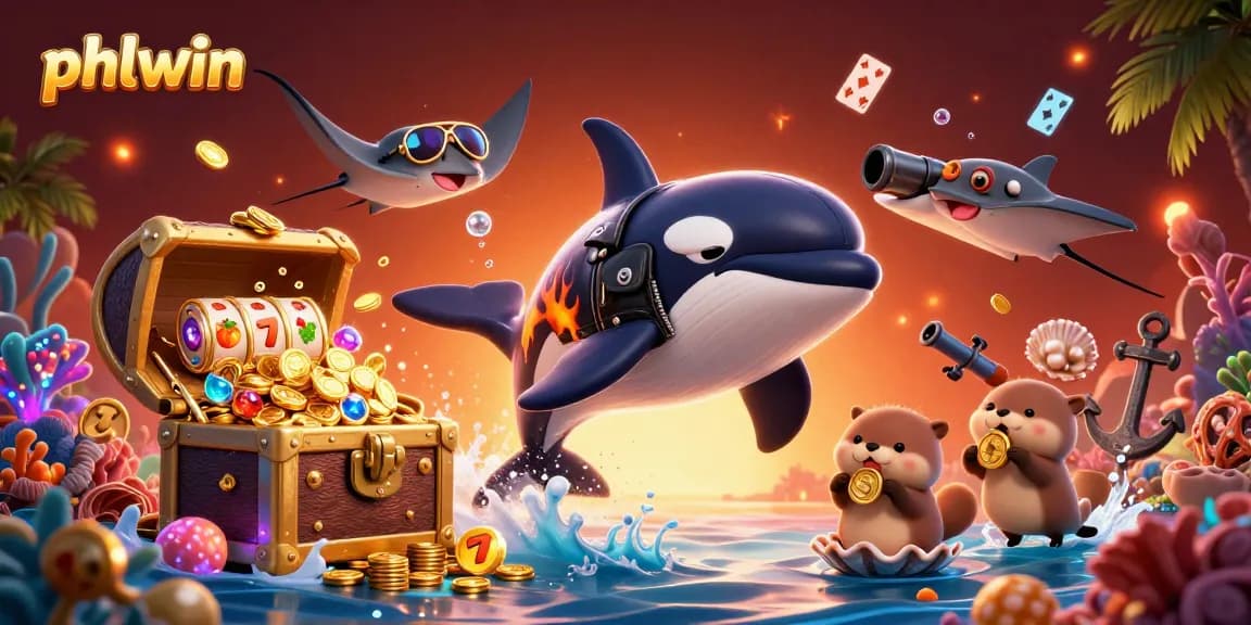Experience thrilling gaming at PHLWIN with vibrant characters, engaging slots, and a captivating underwater scene.