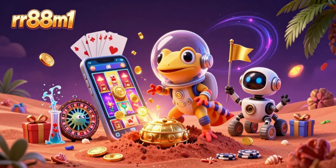 rr88m1 reveals a golden casino treasure unearthed on Mars, showcasing vibrant gaming action.