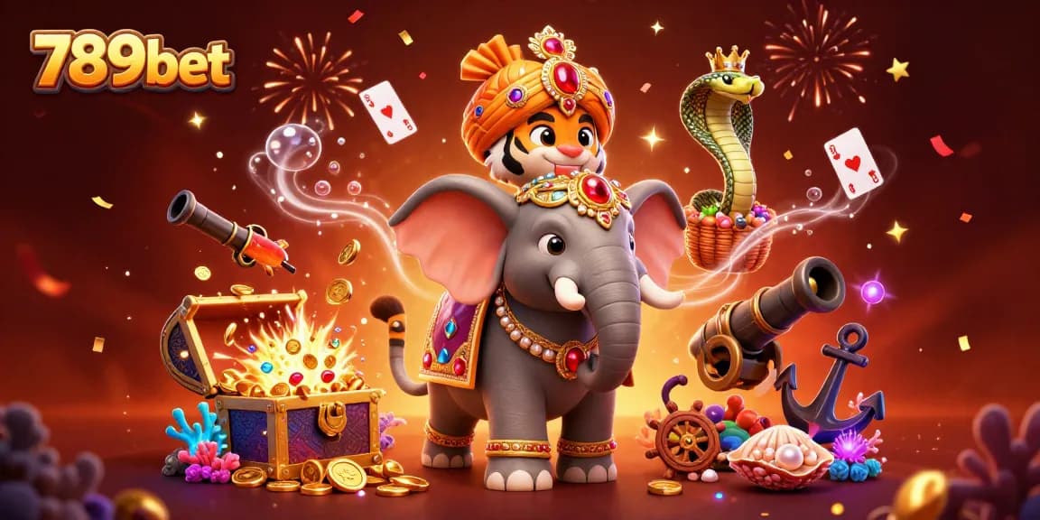Experience vibrant games with 789bet in this dynamic 3D casino illustration.