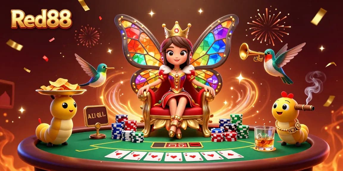 Experience the vibrant gaming atmosphere at Red88 with our unique casino illustration.