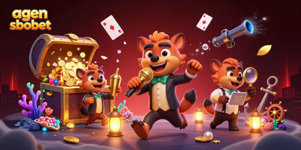 Experience the thrill of agen sbobet sports betting in a vibrant, 3D casino scene filled with laughter and excitement.