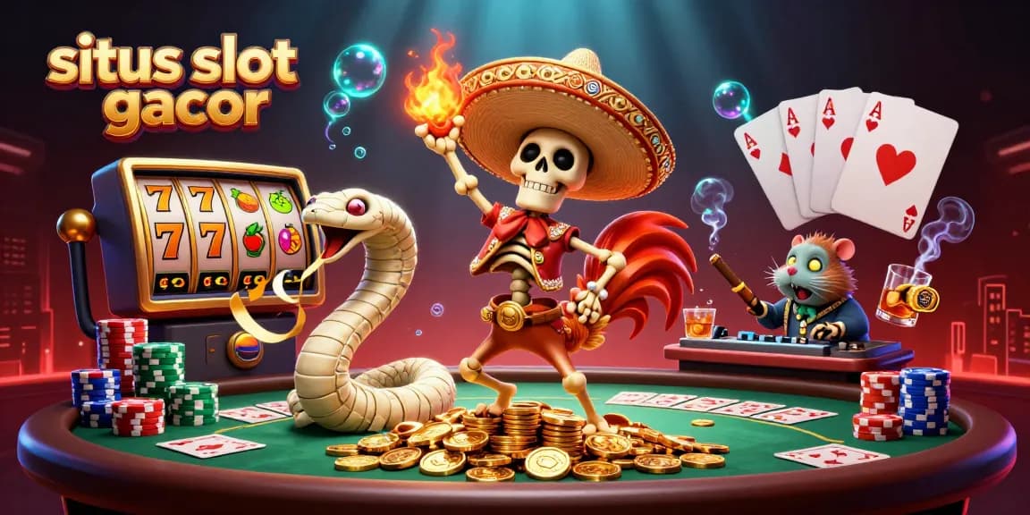 Experience winning with situs slot gacor using vibrant characters in a dynamic casino scene.