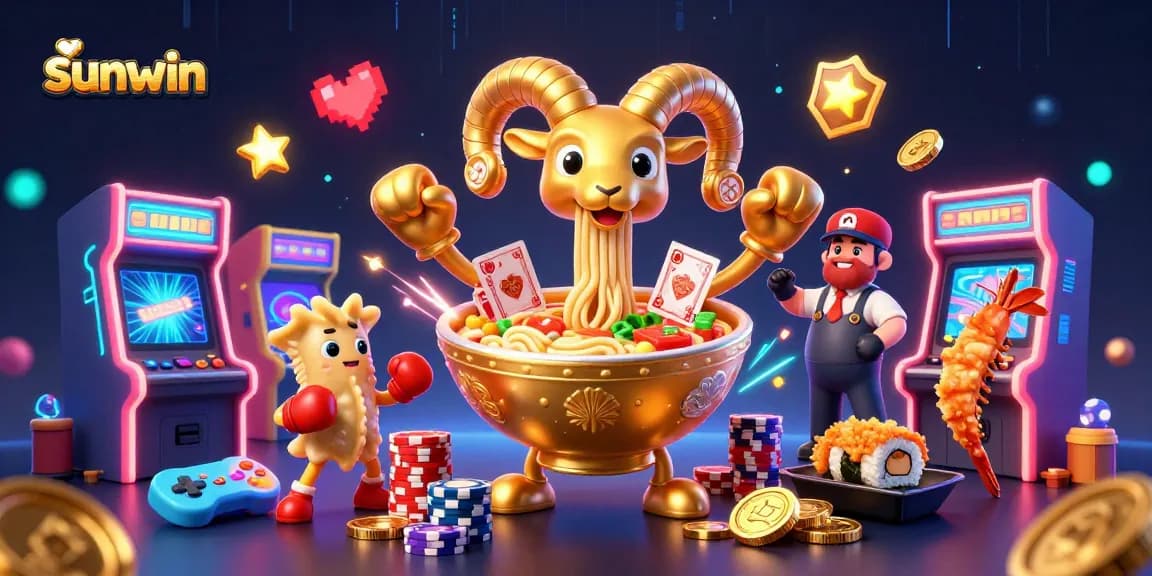 Engage with sunwin's vibrant gaming scene featuring dynamic characters and colorful casino elements.