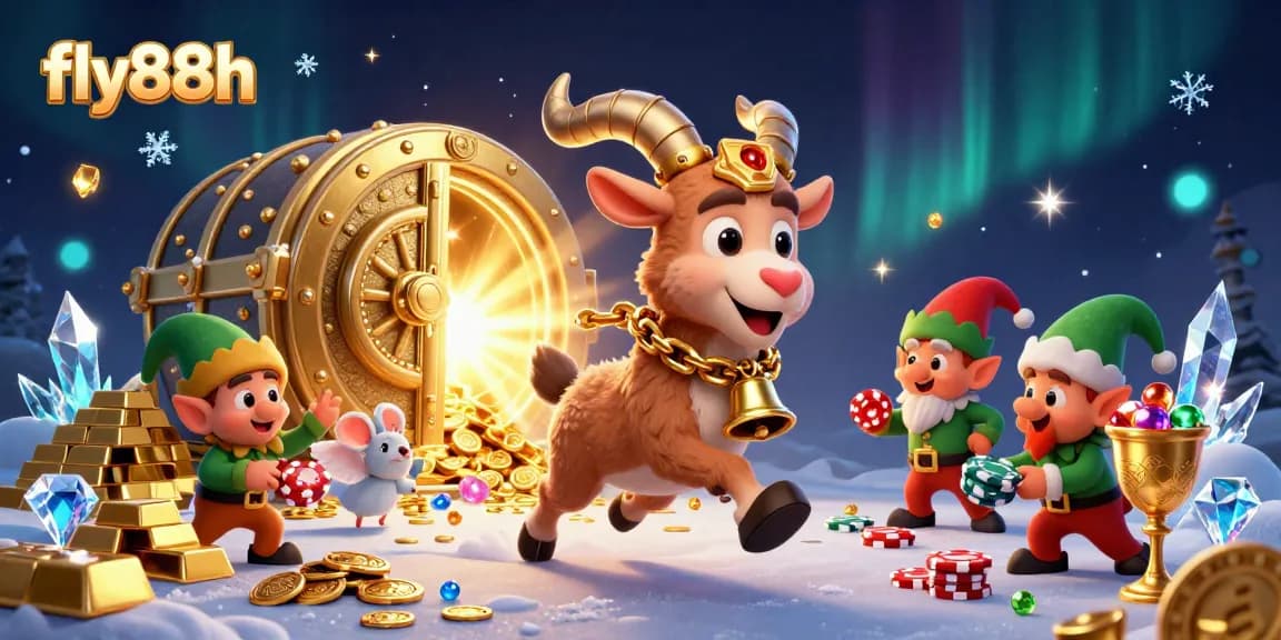 Experience excitement at fly88h's festive horror casino with Krampus, angel mouse, and gremlins!