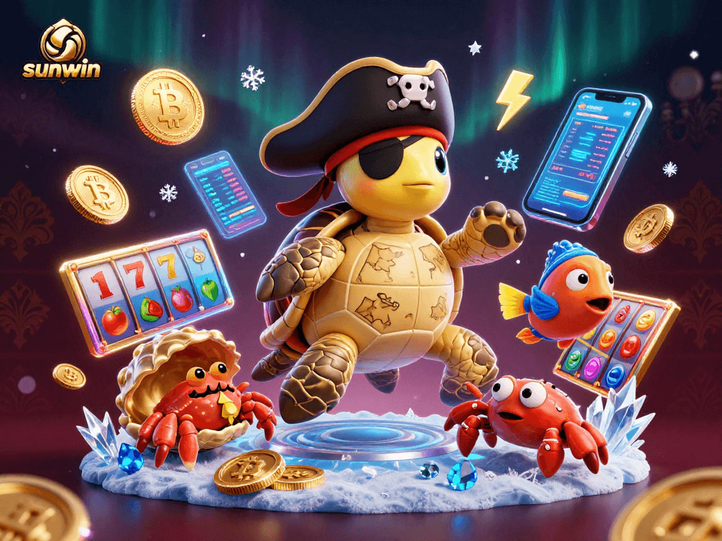 Engaging and vibrant illustration showcasing sunwin's exciting slot gaming adventure