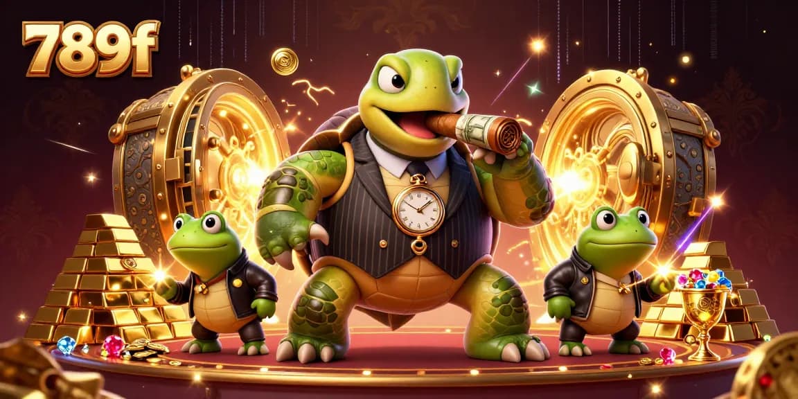 Experience the thrill of 789f with a vibrant casino scene featuring cartoon characters and sparkling treasures.