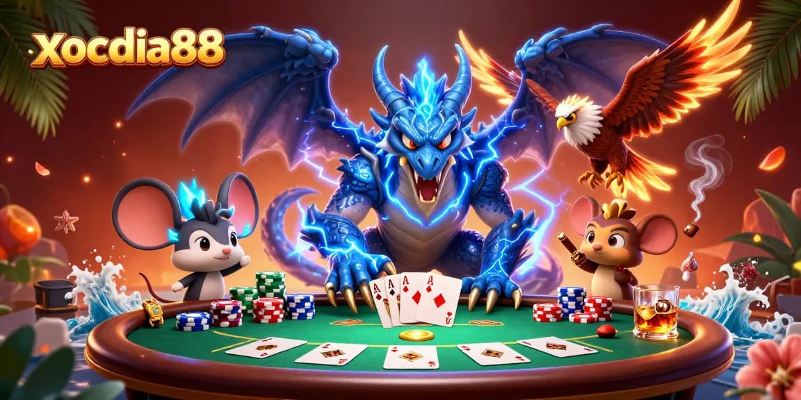 Join the excitement at xocdia88 with vibrant poker action featuring dynamic characters and game elements.