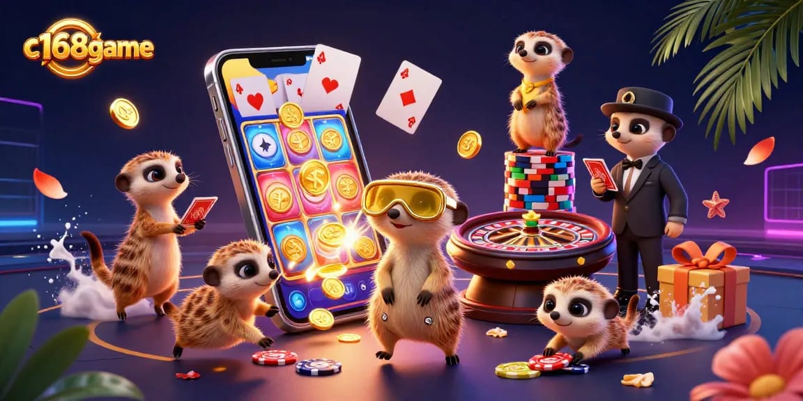 Experience thrilling gameplay at c168game with playful meerkats hosting a vibrant casino.