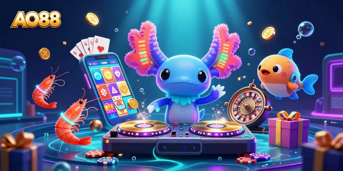 Engage with AO88’s thrilling slot game experience featuring vibrant underwater characters and dynamic play elements.