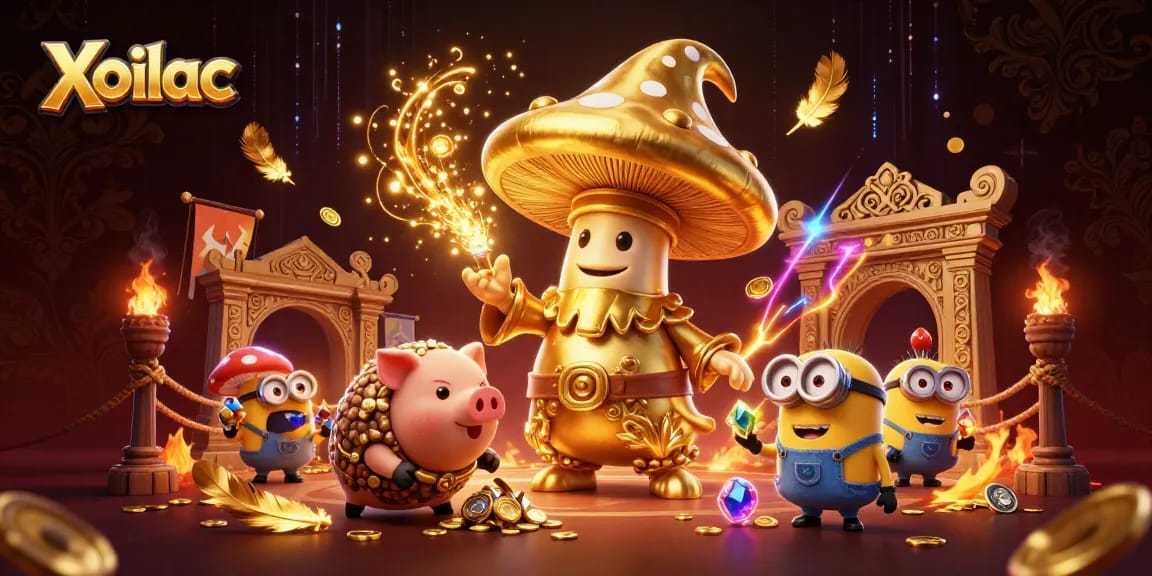 Xoilac transforms gaming with golden wizardry and treasure, capturing exciting betting moments.