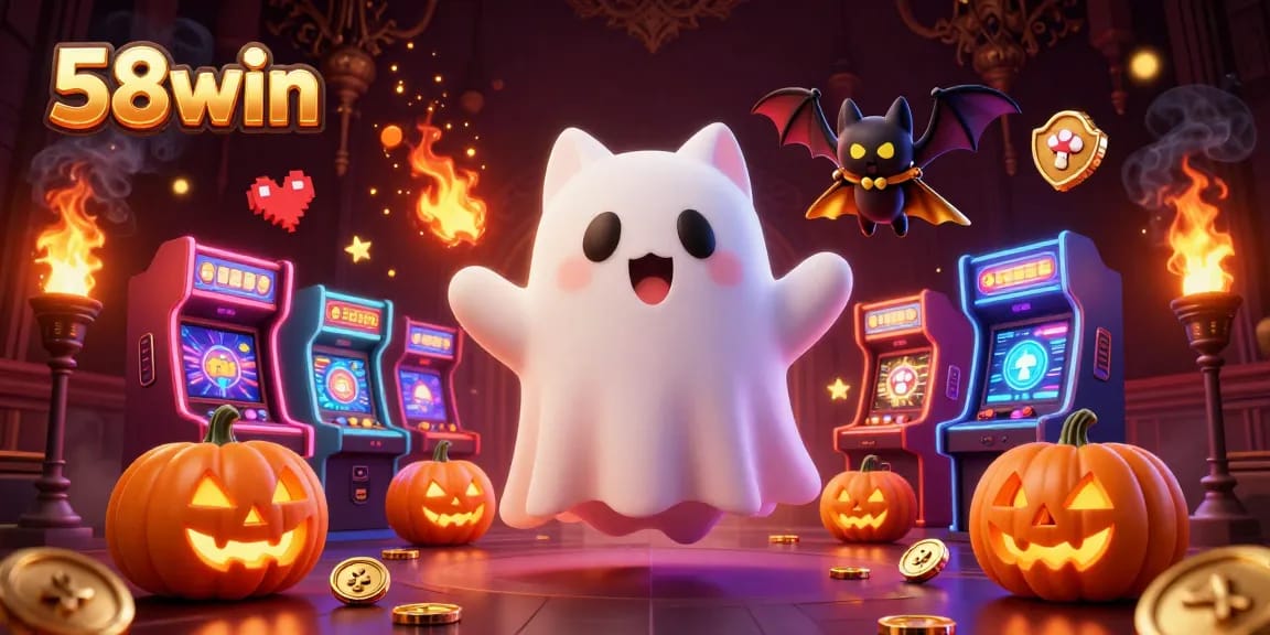 Engage with the thrilling world of 58win as a friendly ghost cat explores a haunted casino filled with enchanted games!