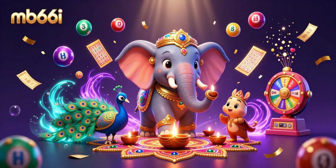 Engage in thrilling games at mb66i with colorful lottery balls and vibrant casino elements.