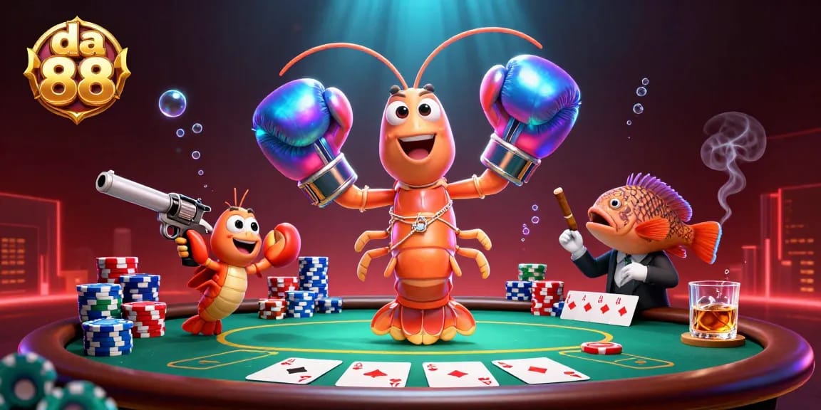 Engage with the thrilling da 88 poker scene featuring vibrant characters and casino elements.