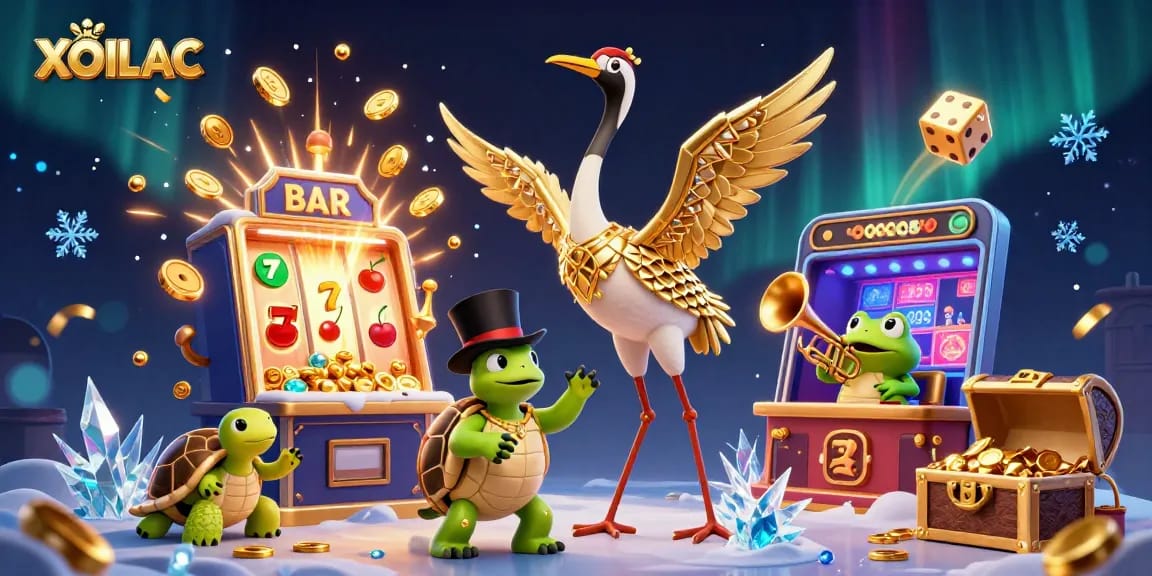 Experience excitement at XOILAC with vibrant casino characters amidst dynamic game elements.