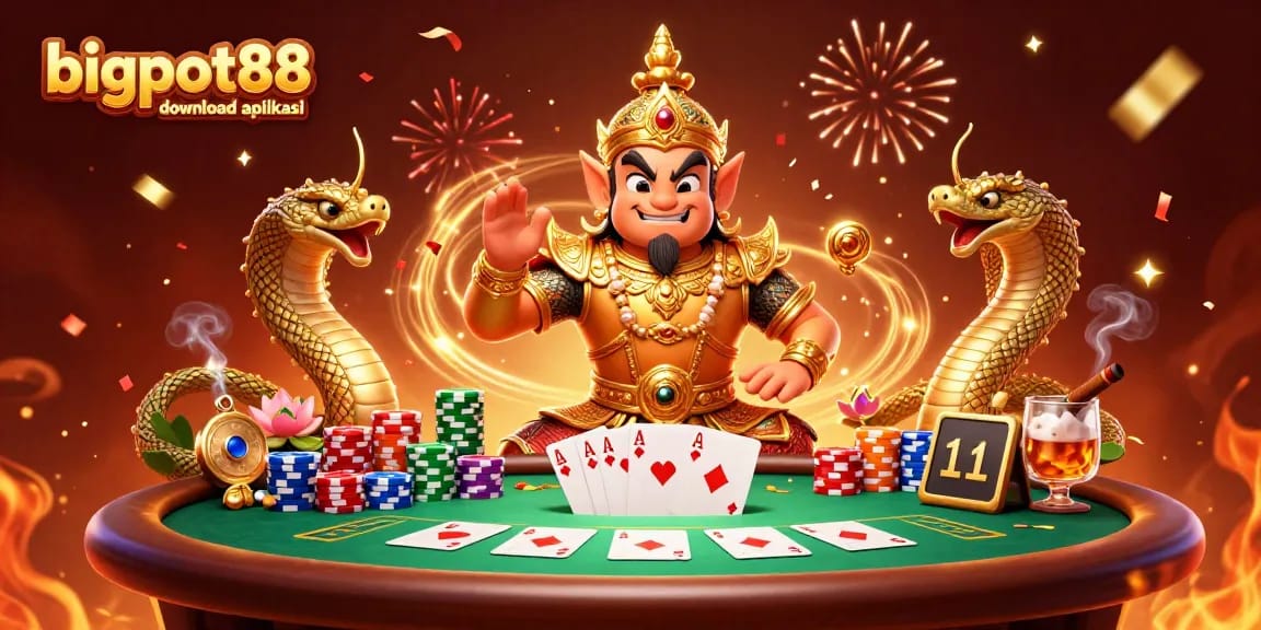 Experience the excitement of bigpot88 download aplikasi with a vibrant 3D casino scene full of poker excitement.