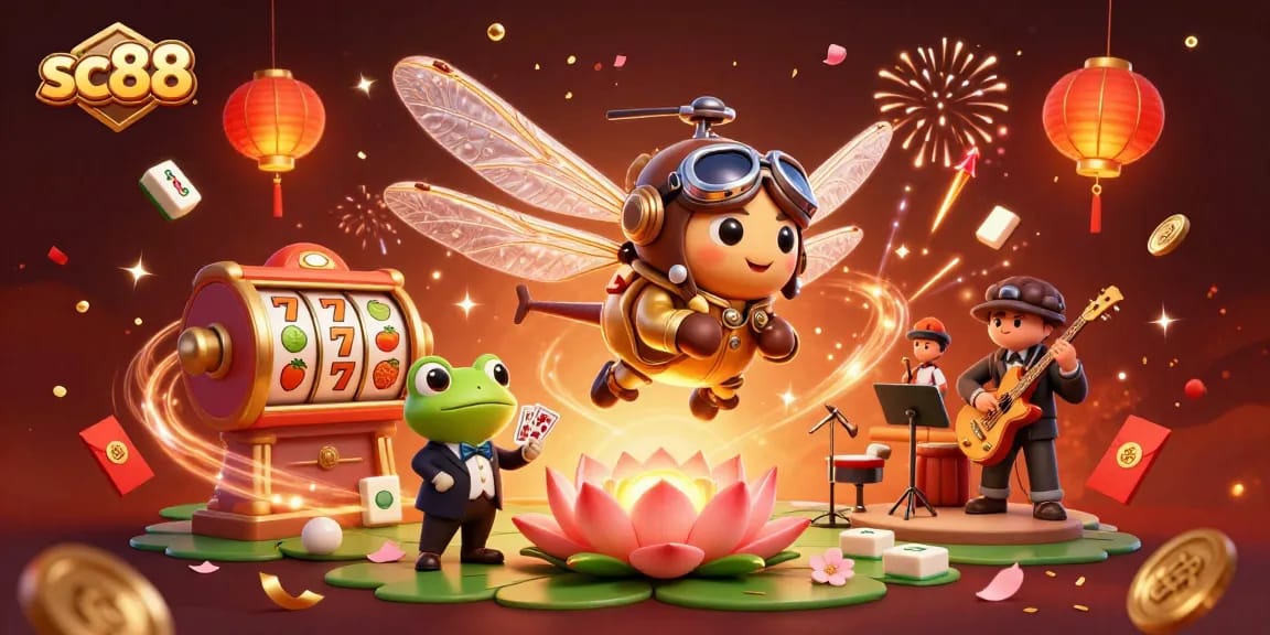 Experience exciting gameplay at sc88 with dynamic slot reels in a vibrant casino scene.