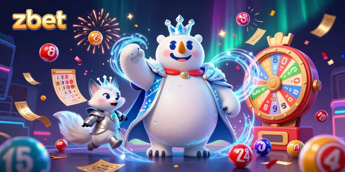 Experience excitement with zbet in this vibrant lottery scene filled with colorful game elements.