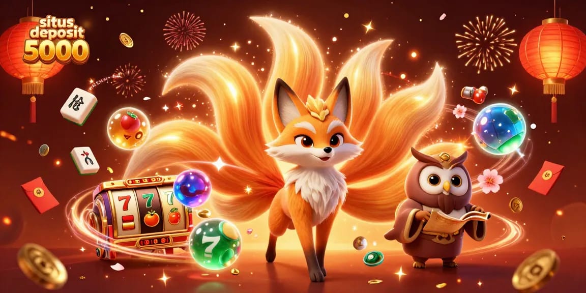 Win big with situs deposit 5000, featuring vibrant slot reels and enchanting characters.