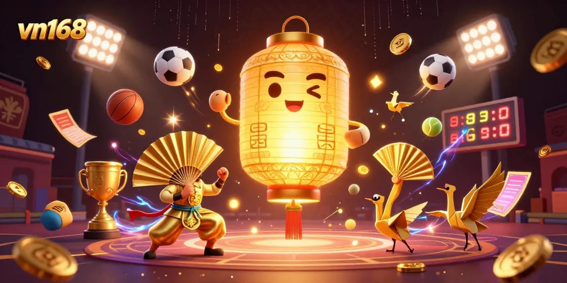 Experience thrilling sports betting action at vn168 with vibrant 3D casino illustration highlighting dynamic gameplay.